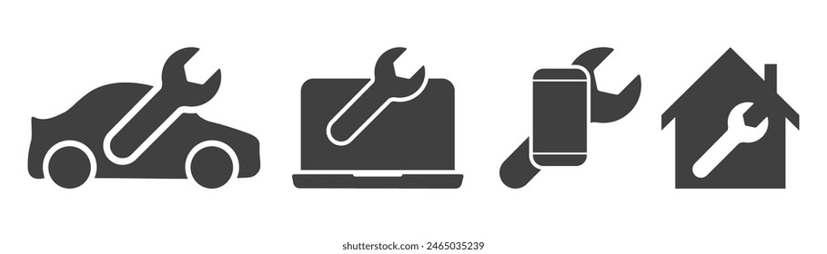 set of tools icons on white background
