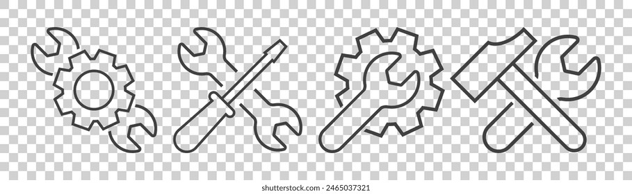 set of tools icons on white background