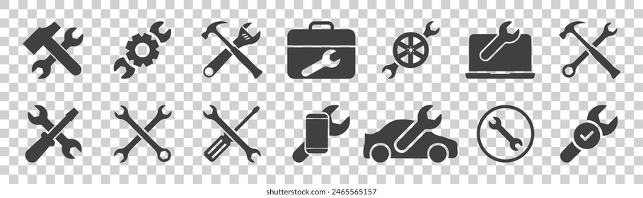 conjunto de iconos de herramientas sobre fondo blanco