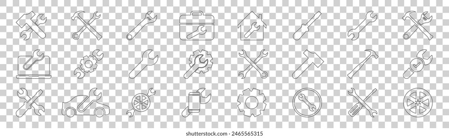 conjunto de iconos de herramientas sobre fondo blanco