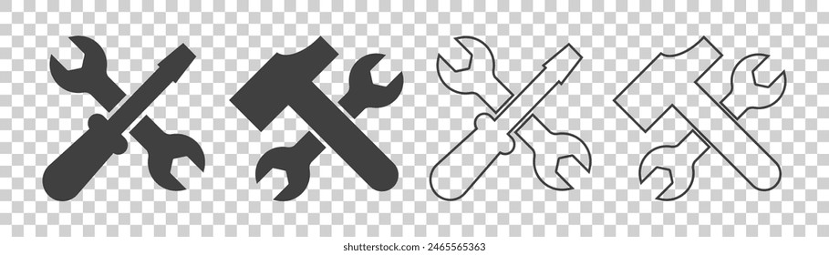 set of tools icons on white background