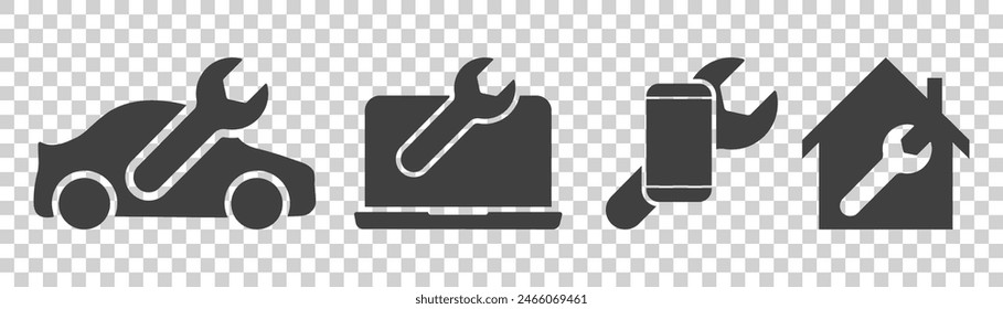 set of tools icons on white background
