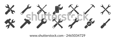 set of tools icons on white background