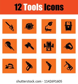 Set of tools icons. Orange design. Vector illustration.