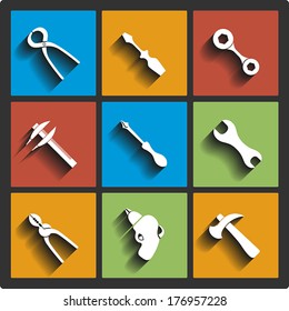 Set of Tools icons. Vector illustration