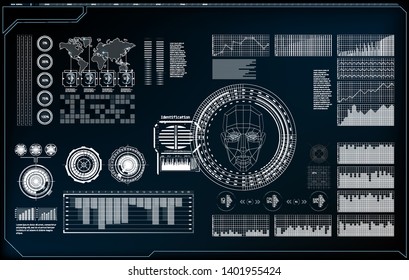 A set of tools to illustrate the subject of personal data protection and authentication and blocking in the face. Vector illustration.