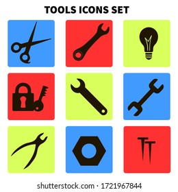Set with tools and instruments. Building and industry thema. Vector illustration