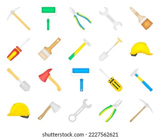 Set of tools isolated on white background