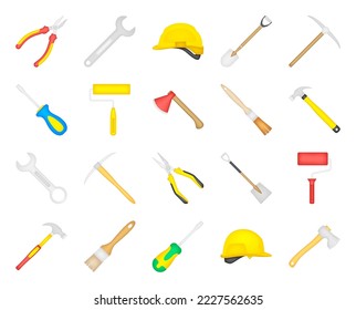Set of tools isolated on white background