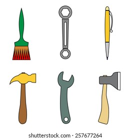 Set of tools. Isolated on white. Vector illustration 