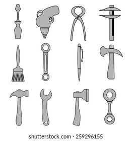 Set of tools. Isolated on white. Vector illustration