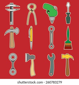 Set of tools. Isolated on white. Vector illustration