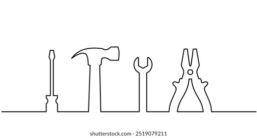 set of tools line art style vector. background  Labor element