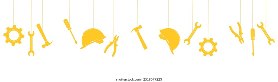 set of tools line art style vector. background  Labor element