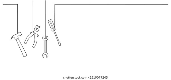 set of tools line art style vector. background  Labor element