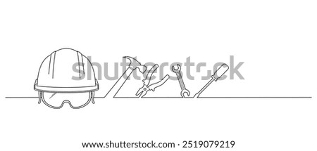 set of tools line art style vector. background  Labor element