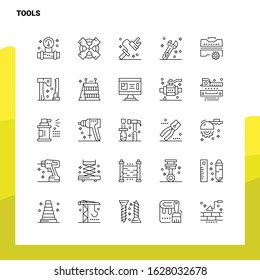 Set of Tools Line Icon set 25 Icons. Vector Minimalism Style Design Black Icons Set. Linear pictogram pack.