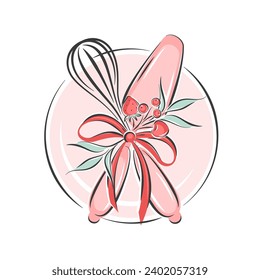 Set of tools for making cakes, cookies and pastries. Pastry shop. Vector illustration