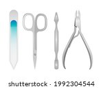 Set of tools for manicure. Scissors, nail file, scraper, nippers. Vector illustration