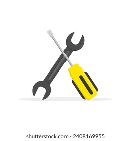 A set of tools for a master mechanic or plumber. Vector illustration of a wrench and screwdriver on a white background