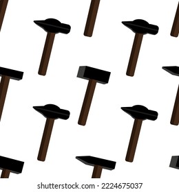 Set of tools on white background. Collection with different types of hammers.
