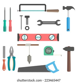 set of tools on white background. flat design modern vector illustration