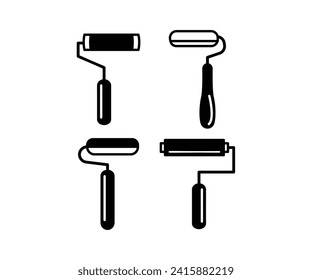 set of tools paint roller icon for construction work simple black white illustration vector design collections template