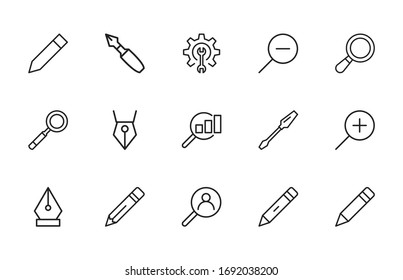 Set of tools related vector line icons. Premium linear symbols pack. Vector illustration isolated on a white background. Web symbols for web sites and mobile app. Trendy design. 