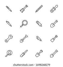 Set of tools related vector line icons. Premium linear symbols pack. Vector illustration isolated on a white background. Web symbols for web sites and mobile app. Trendy design. 