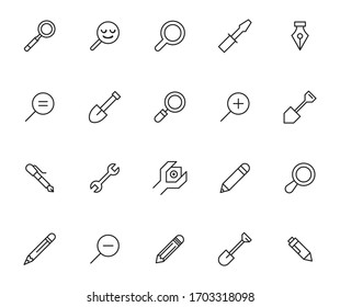 Set of tools related vector line icons. Premium linear symbols pack. Vector illustration isolated on a white background. Web symbols for web sites and mobile app. Trendy design. 