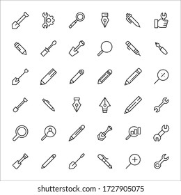 Set of tools related vector line icons. Premium linear symbols pack. Vector illustration isolated on a white background. Web symbols for web sites and mobile app. Trendy design. 
