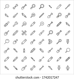 Set of tools related vector line icons. Premium linear symbols pack. Vector illustration isolated on a white background. Web symbols for web sites and mobile app. Trendy design. 