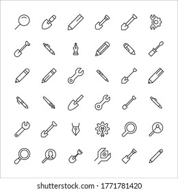 Set of tools related vector line icons. Premium linear symbols pack. Vector illustration isolated on a white background. Web symbols for web sites and mobile app. Trendy design. 