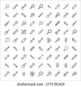Set of tools related vector line icons. Premium linear symbols pack. Vector illustration isolated on a white background. Web symbols for web sites and mobile app. Trendy design. 