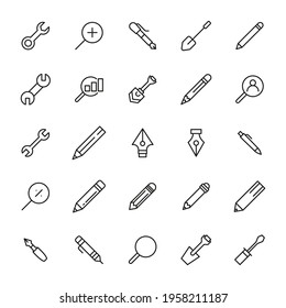 Set of tools related vector line icons. Premium linear symbols pack. Vector illustration isolated on a white background. Web symbols for web sites and mobile app. Trendy design.