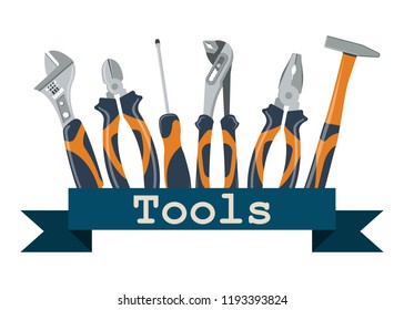 Set of tools for repair and construction. Concept image of work wear.
