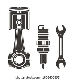 set of tools for repair, sparepart icon collections for auto service.