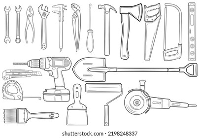 A set of tools for repairs in the house isolated on a white background. Repair tool. vector illustration