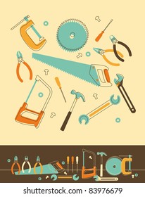 Set of Tools in Retro-Styled