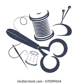 A set of tools for sewing vector