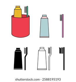 Set of Tooth brush care icon, dental hygiene web sign vector illustration .