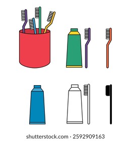 Set of Tooth brush care icon, dental hygiene web sign vector illustration .