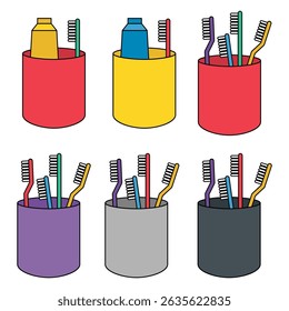 Set of Tooth brush care icon, dental hygiene web sign vector illustration .