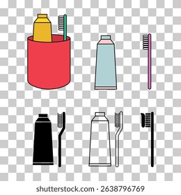 Set of Tooth brush care icon, dental hygiene web sign vector illustration .