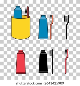 Set of Tooth brush care icon, dental hygiene web sign vector illustration .