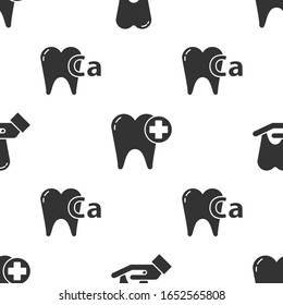 Set Tooth, Tooth and Calcium for tooth on seamless pattern. Vector