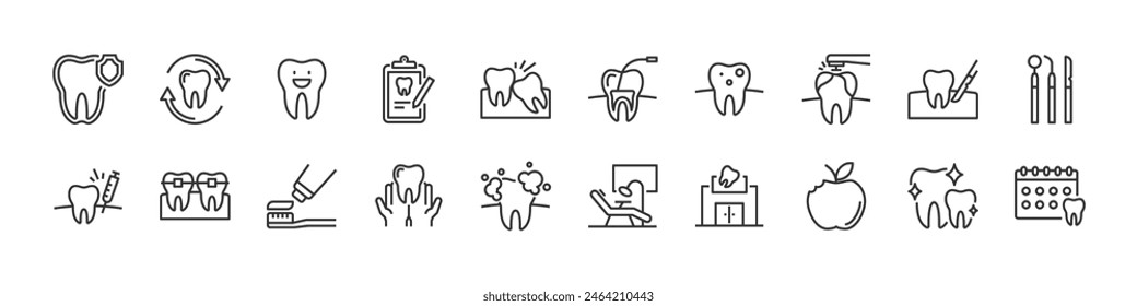 conjunto de iconos de cuidado dental, dentista, cuidado de la salud