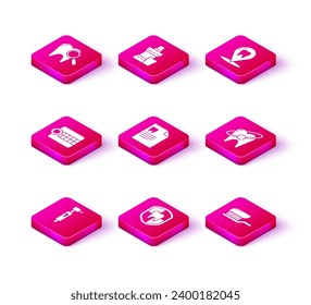 Set Tooth drill, Dental protection, Dentures model, Clipboard with dental card, Toothbrush toothpaste, whitening concept, clinic location and Mouthwash plastic bottle icon. Vector