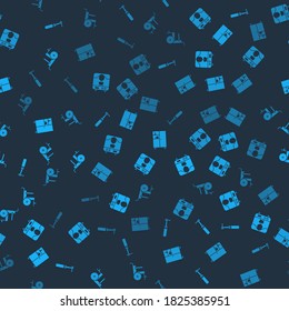 Set Tooth drill, X-ray machine, Medicine cabinet and Wheelchair for disabled person on seamless pattern. Vector.