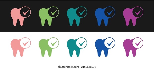 Set Tooth icon isolated on black and white background. Tooth symbol for dentistry clinic or dentist medical center and toothpaste package.  Vector